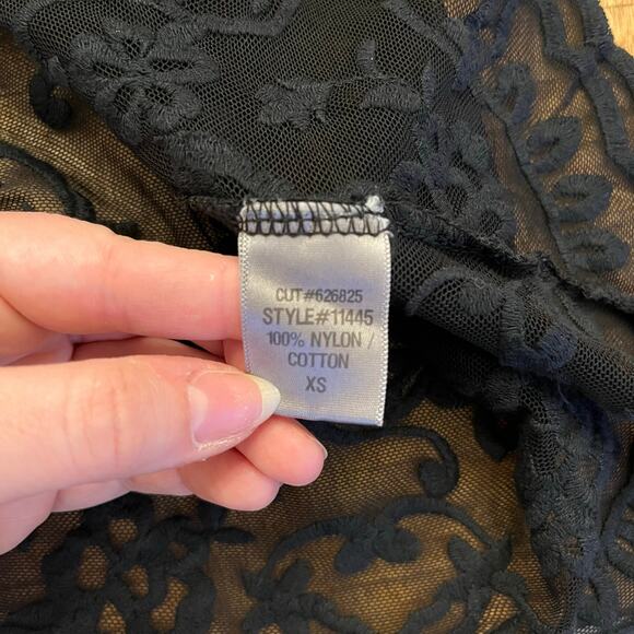 XCVI Black Lace Mesh Tunic Top XS Sheer Bell Sleeves Whimsigoth Dark Romantic - Picture 7 of 10